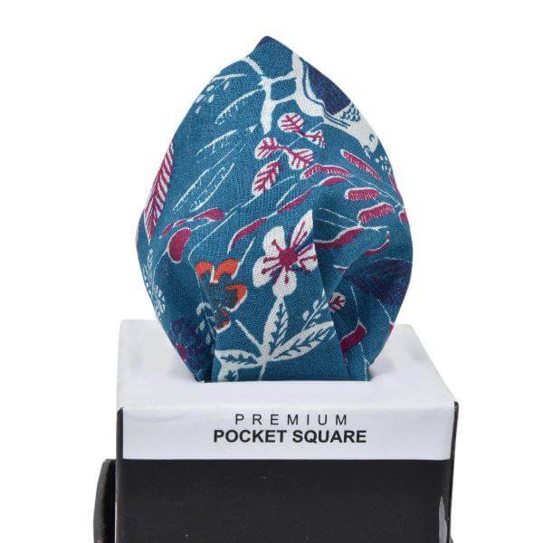 ANEMONE FLORAL BLUE POCKET SQUARE OHMYBOW