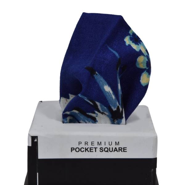 ROYAL BUE FLORAL PATTERN POCKET SQUARE OHMYBOW