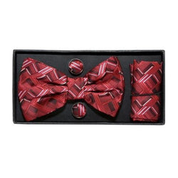 RED BOWTIE, CUFFLINKS & POCKET SQUARE COMBO OHMYBOW