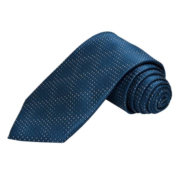 PRUSSIAN BLUE WHITE DOTTED PATTERN TIE OHMYBOW