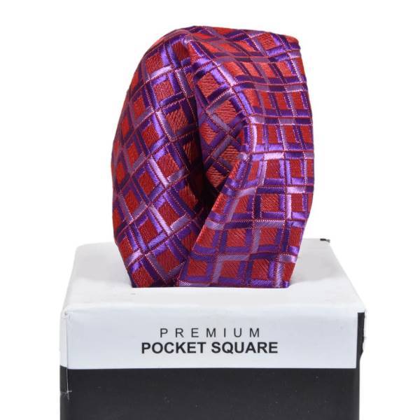 MAGENTA WITH RED PATTERN POCKET SQUARE OHMYBOW