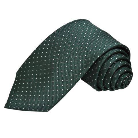 WHITE DOTS DARK GREEN SOLID TIE OHMYBOW