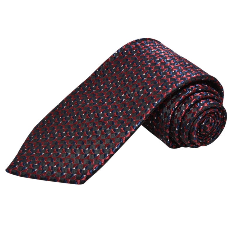 BLUE & RED DIAMOND PATTERN SOLID GREY TIE OHMYBOW