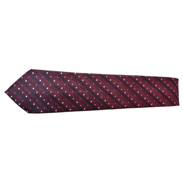 BLACK STRIP & RED DOTS MAHOGANY RED TIE OHMYBOW