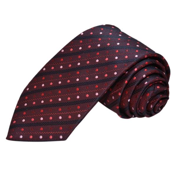 BLACK STRIP & RED DOTS MAHOGANY RED TIE OHMYBOW