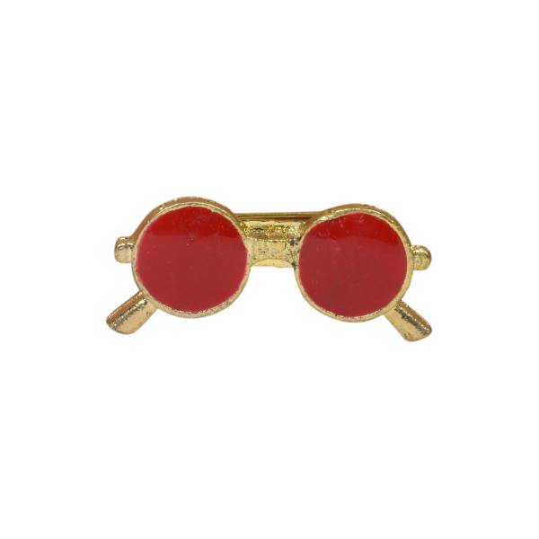 GOLDEN WITH RED EYEWEAR DESIGN BROOCH OHMYBOW