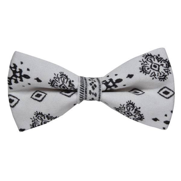 WHITE WITH BACK PATTERN BOWTIE OHMYBOW