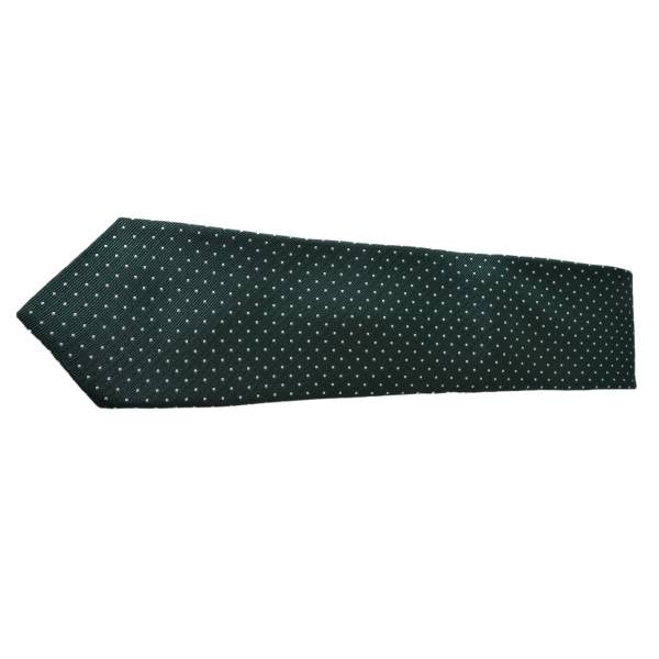 WHITE DOTTED DARK GREEN TIE OHMYBOW