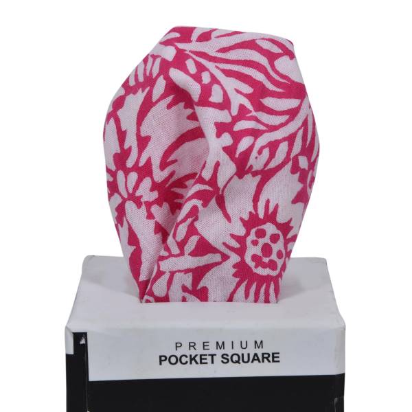WHITE AND PINK PATTERN POCKET SQUARE OHMYBOW