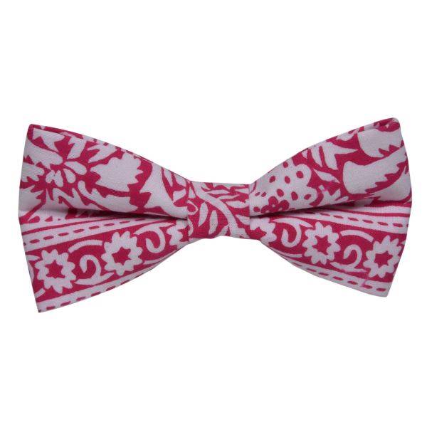 WHITE WITH PINK FLORAL BOWTIE OHMYBOW