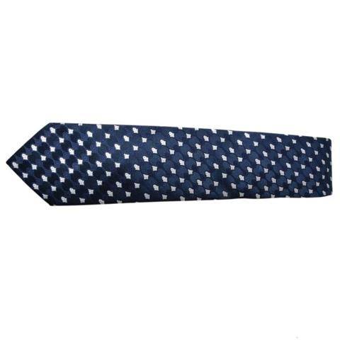 WHITE PATTERN NAVY BLUE SOLID TIE OHMYBOW