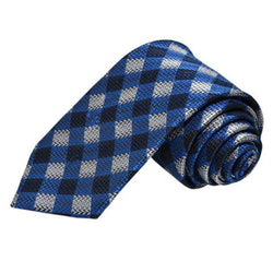 CHECK PATTERN BLUE COTTON TIE OHMYBOW