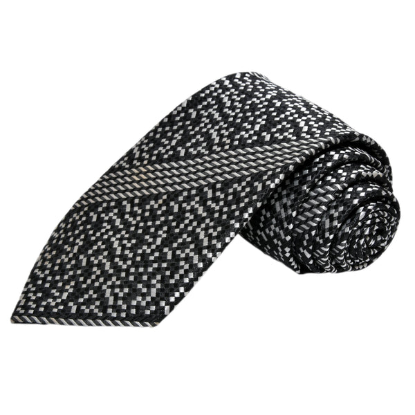 BLACK AND WHITE CHECK PATTERN TIE OHMYBOW