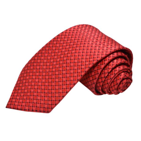 BLACK DOTS CANDY RED PATTERN TIE OHMYBOW