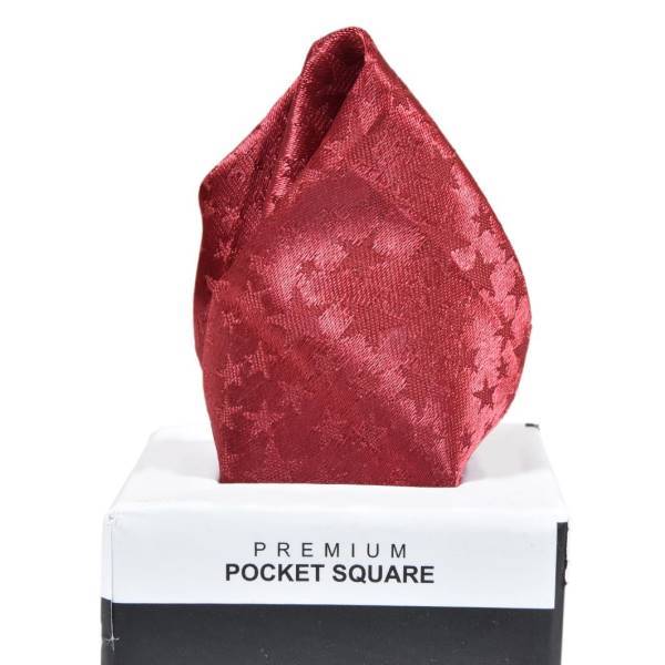 JAM RED STAR PATTERN POCKET SQUARE OHMYBOW