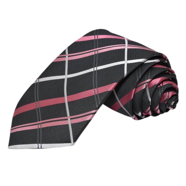 PINK AND WHITE STRIPE BLACK TIE OHMYBOW