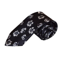 BLACK FLOWERS FLORAL TIE OHMYBOW
