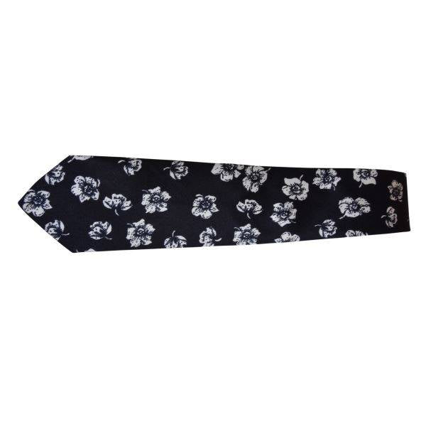 BLACK FLOWERS FLORAL TIE OHMYBOW