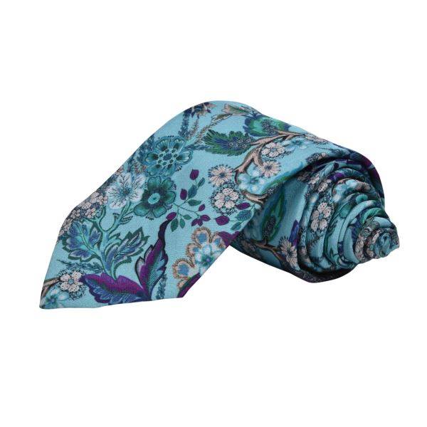 FOREST BLUE FLORAL PAISLEY TIE OHMYBOW