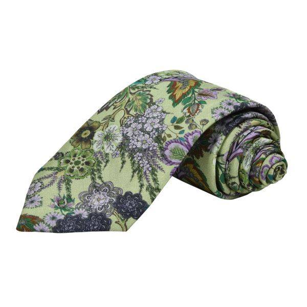 GREEN SMALL FLOWER FLORAL SKETCH TIE OHMYBOW