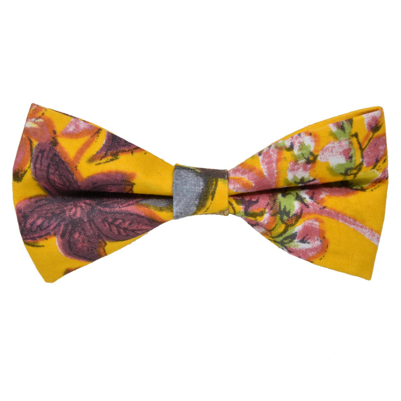 YELLOW FLORAL WEDDING BOW TIE OHMYBOW