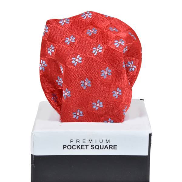 RED WITH BLUE FLORAL PATTERN POCKET SQUARE OHMYBOW