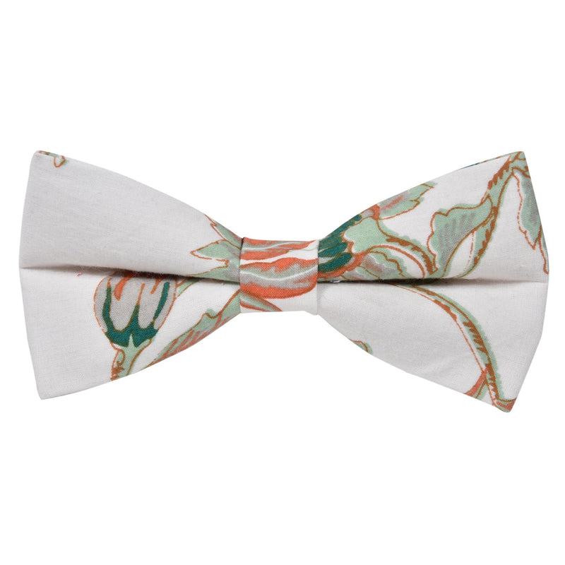 WHITE FLORAL CHINTZ BOW TIE OHMYBOW