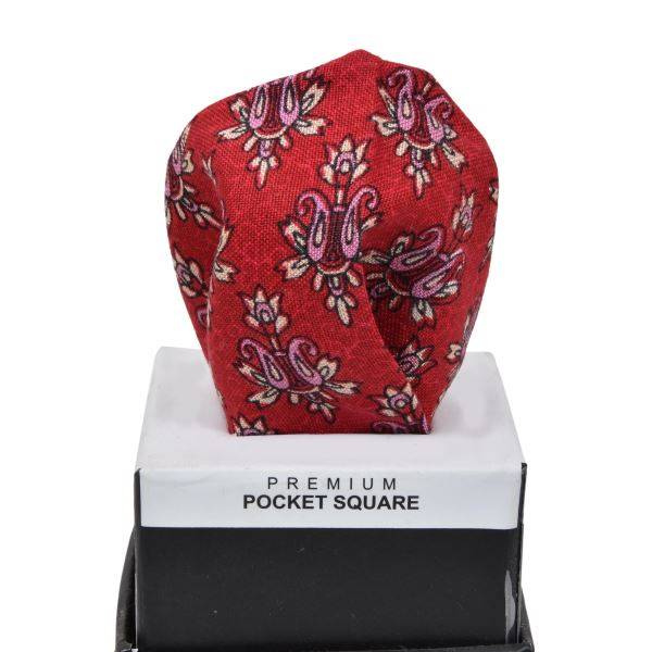 RED AND PINK FLORAL POCKET SQUARE OHMYBOW