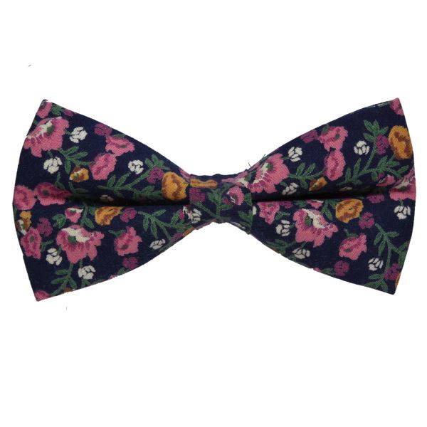 MIDNIGHT BLUE FLORAL PATTERN BOW TIE OHMYBOW