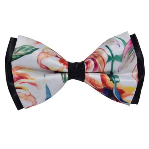 WHITE FLORAL CHINTZ BOW TIE OHMYBOW