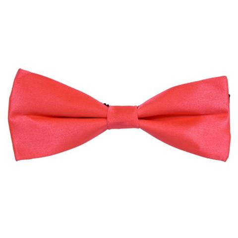 PINK SOLID SATIN SLIM BOW TIE OHMYBOW