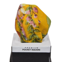 BOTANICAL YELLOW QUIRKY FLORAL POCKET SQUARE OHMYBOW