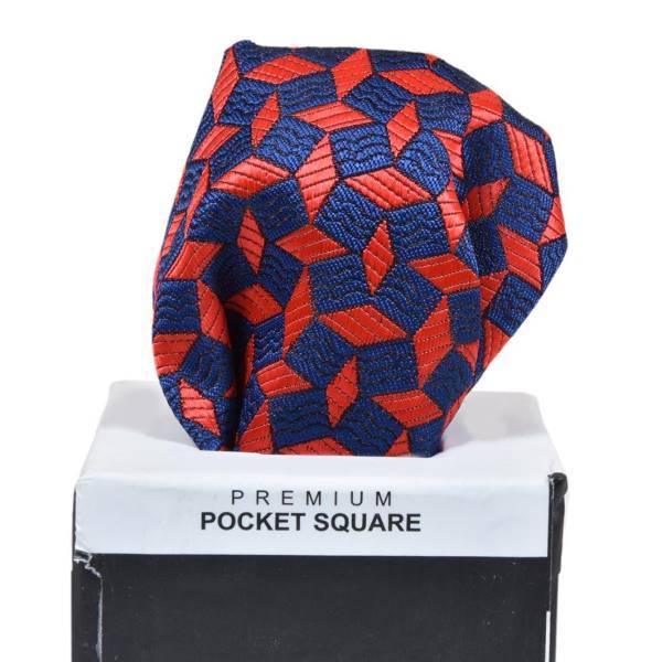 RED & BLUE PATTERN POCKET SQUARE OHMYBOW