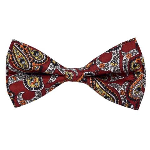 RED TRADITIONAL PAISLEY COTTON BOW TIE OHMYBOW