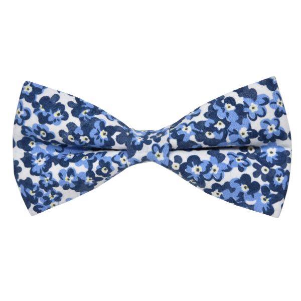 WHITE WITH BLUE FLOWERS BOWTIE OHMYBOW