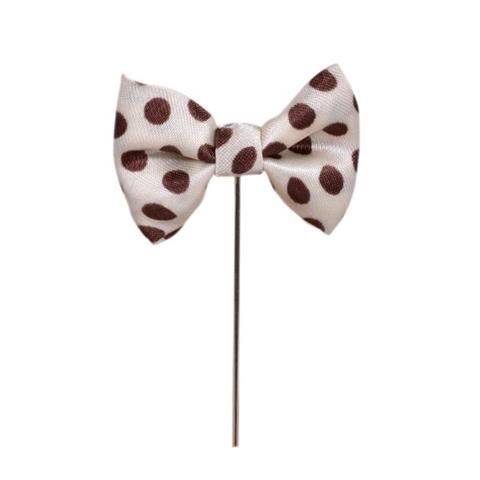 WHITE POLKA DOTS BOW  DESIGN BROOCH OHMYBOW