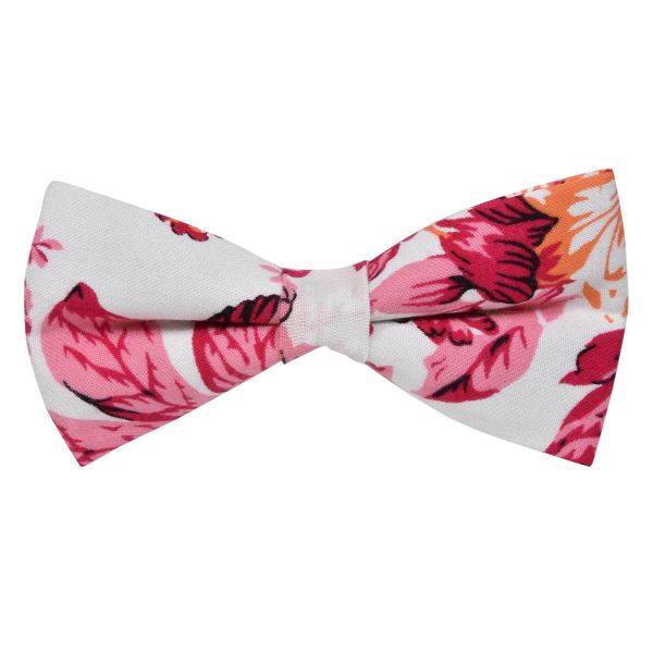 WHITE WITH PINK FLORAL BOWTIE OHMYBOW