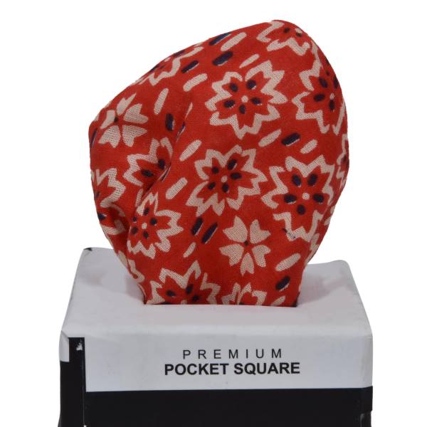CANDY RED FLORAL POCKET SQUARE OHMYBOW