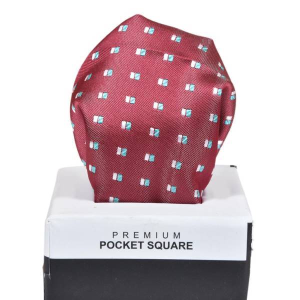 SQUARE PATTERN SANGRIA RED POCKET SQUARE OHMYBOW