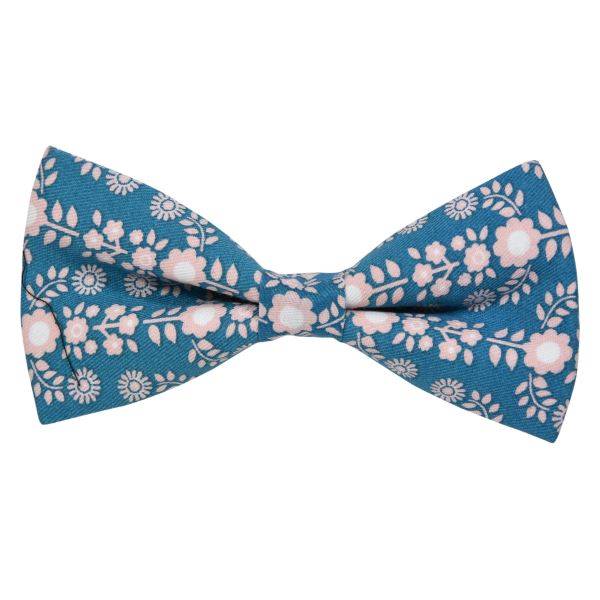 DODGER BLUE WITH WHITE FLOWERS BOWTIE OHMYBOW