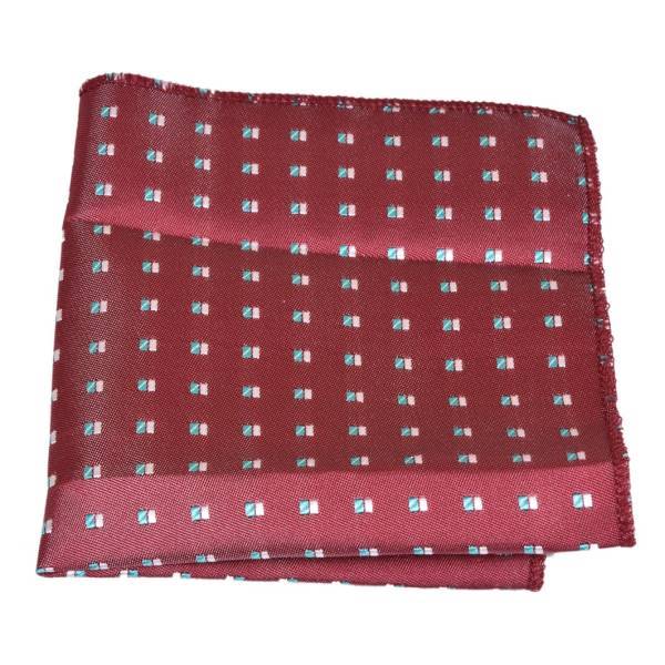 SQUARE PATTERN SANGRIA RED POCKET SQUARE OHMYBOW