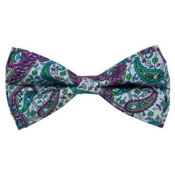 PURPLE & VINTAGE WHITE DITSY FLORAL BOW TIE OHMYBOW