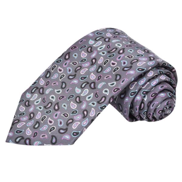 GREY WITH BLACK PATTERN PAISLEY TIE OHMYBOW