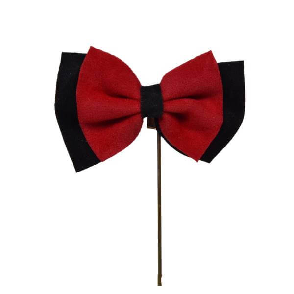 BLACK & RED BOW SHAPE BROOCH OHMYBOW