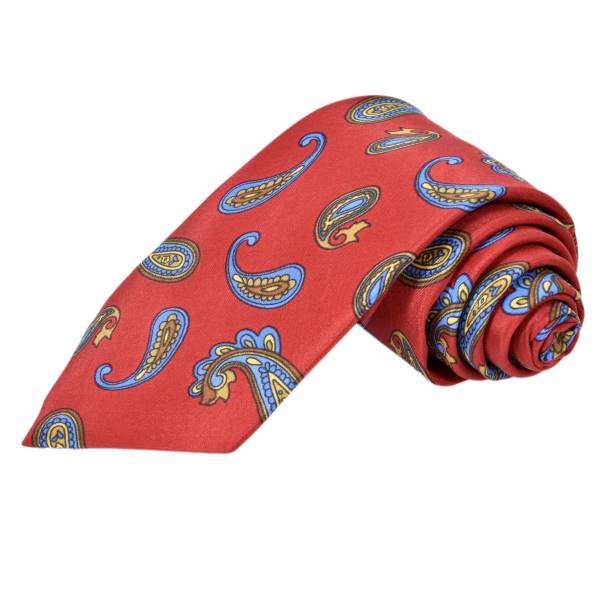 RED PATTERNED PAISLEY TIE OHMYBOW