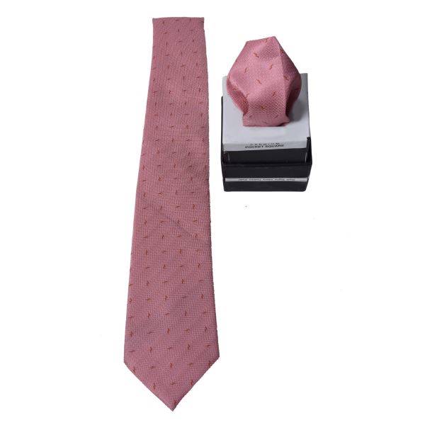 PINK SOLID ARROWS TIE & POCKET SQUARE OHMYBOW