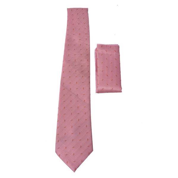 PINK SOLID ARROWS TIE & POCKET SQUARE OHMYBOW