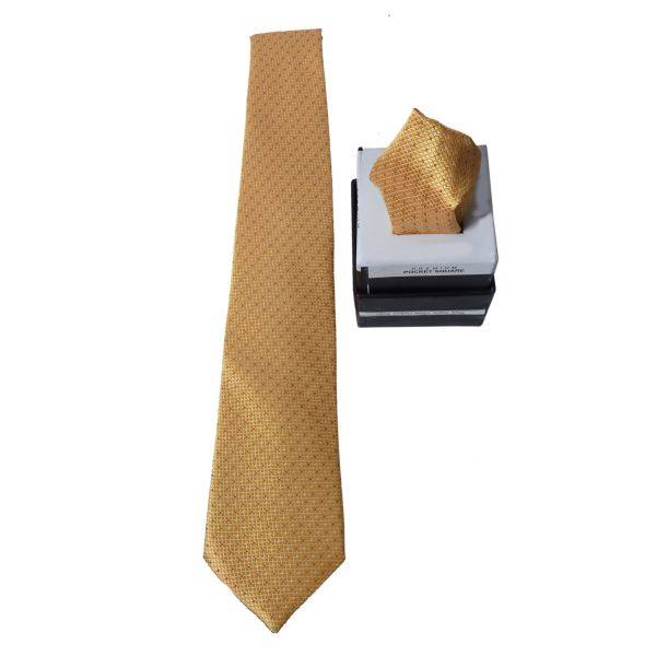 YELLOW SIMPLE FLECK TIE & POCKET SQUARE OHMYBOW