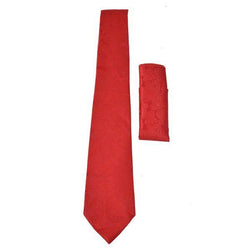 RED SATIN SOLID TIE & POCKET SQUARE OHMYBOW