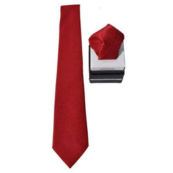 SOLID SATIN RED TIE & POCKET SQUARE OHMYBOW